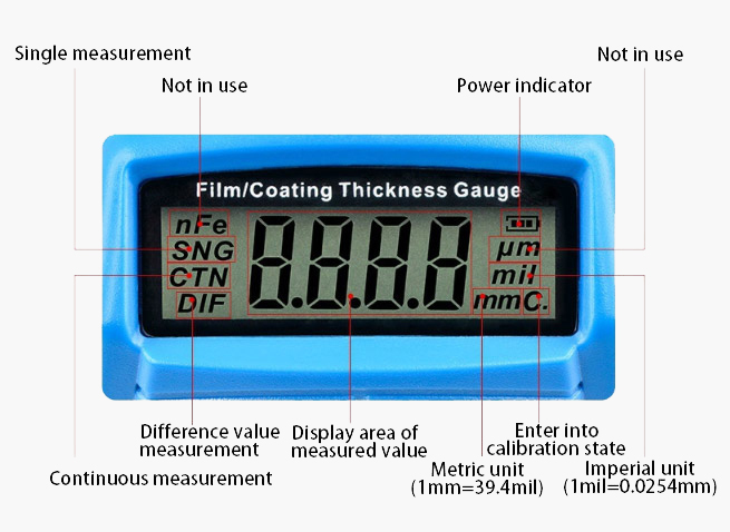 0-1800 um digital coating thickness gauge detail
