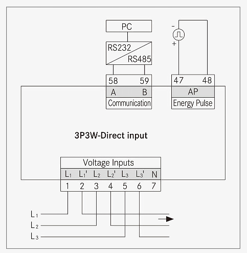 3-phase digital kwh energy meter wiring
