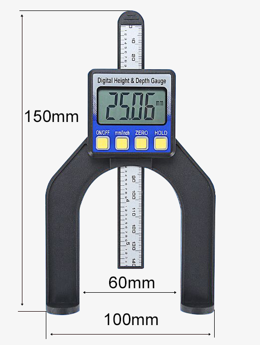 Digital height and depth gauge dimension