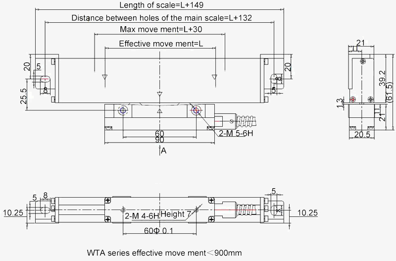 WTA linear scale dimensions