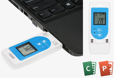 Portable USB temperature and humidity data logger plug and play