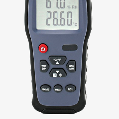 Wireless temperature and humidity data logger with rubber botton