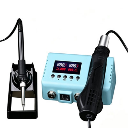 600W 2 in 1 Digital Soldering Station, Hot Air & Iron