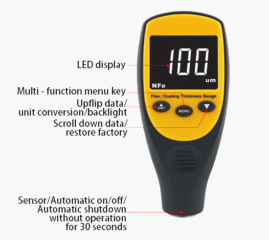 Detail of 0-1700 um digital coating thickness gauge