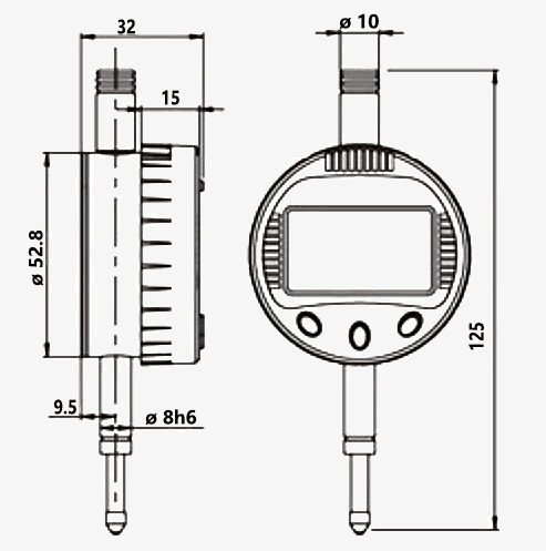 0.2 inch digital dial indicator dimension