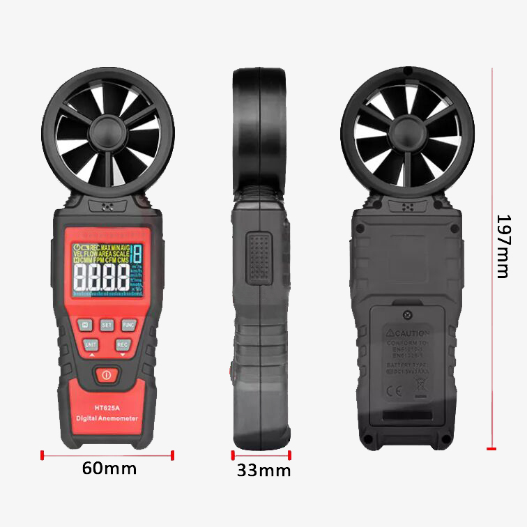 Dimension of 0.4-30m/s digital anemometer