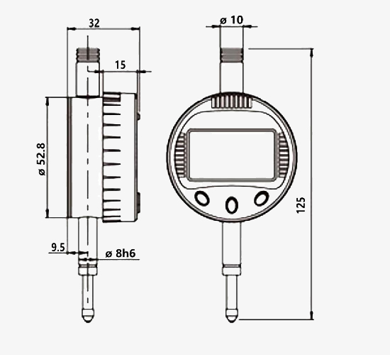 0.5 inch digital dial indicator dimension