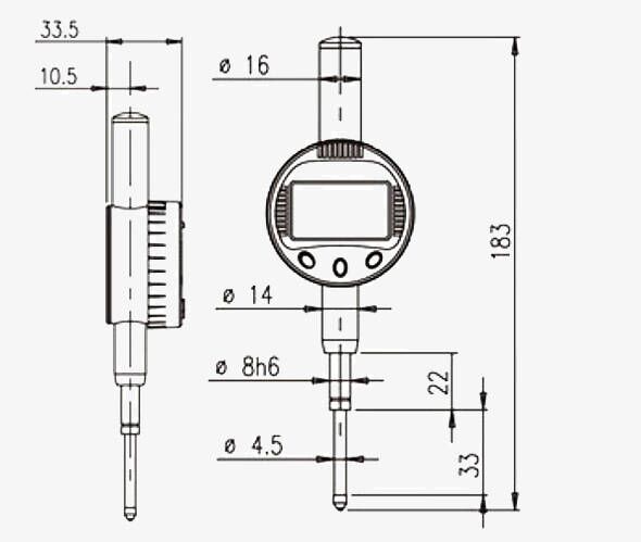 1 inch digital dial indicator dimension