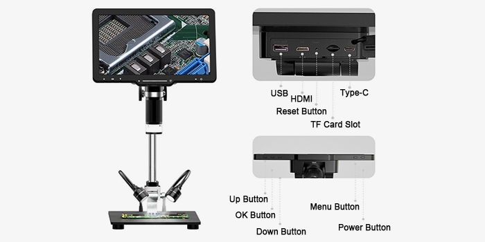 10.1 inch 1600X digital microscope structure