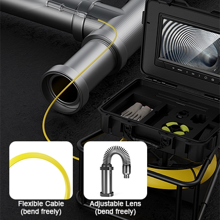 10-inch sewer inspection camera bendable camera and cable