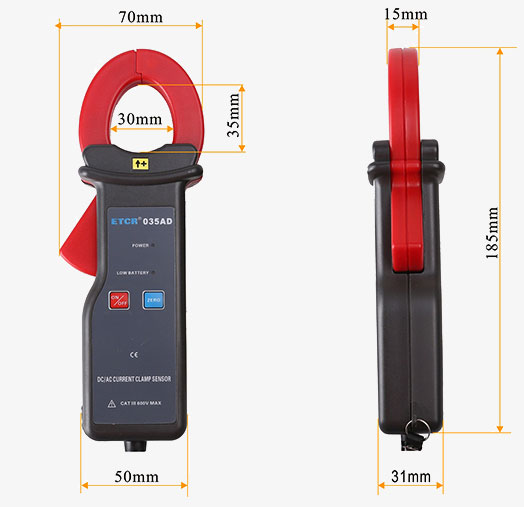 100A AC DC clamp current transformer dimension