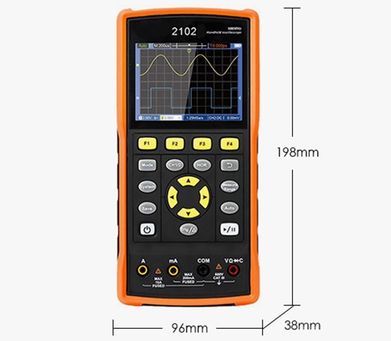 100MHz digital oscilloscope multimeter size
