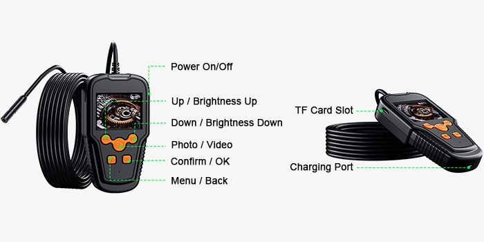2.4 inch endoscope inspection camera structure