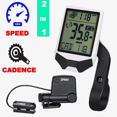 2-in-1 wireless bike computer functions