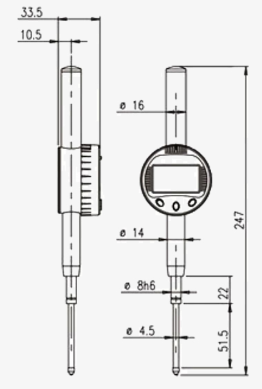 2 inch digital dial indicator dimension