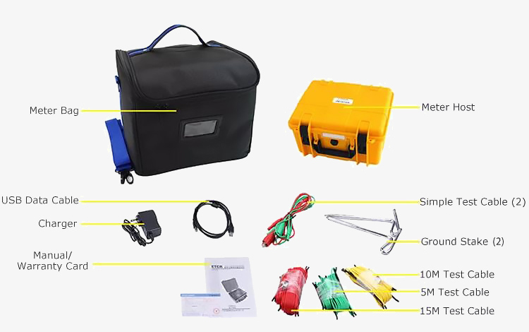 Digital earth resistance tester package list