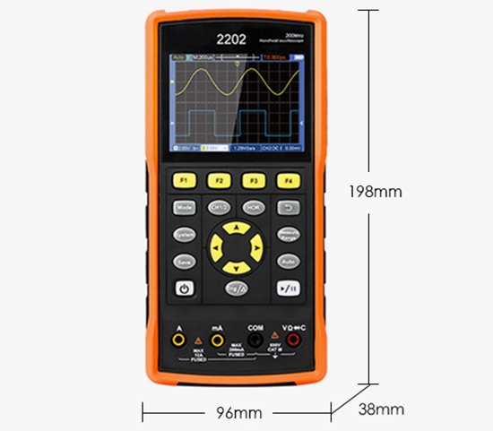 200MHz digital oscilloscope multimeter size