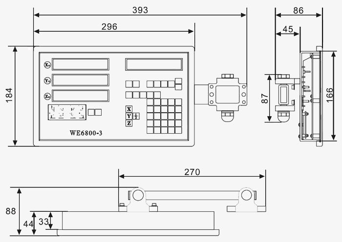 3 axis digtal readout dimension