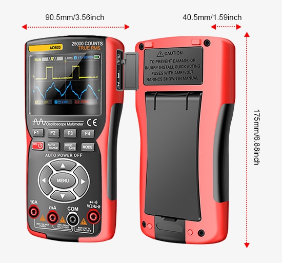 Handheld oscilloscope multimeter size