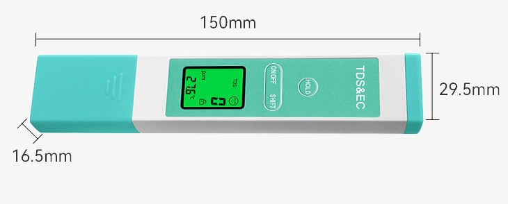 3 in 1 portable water quality tester dimension
