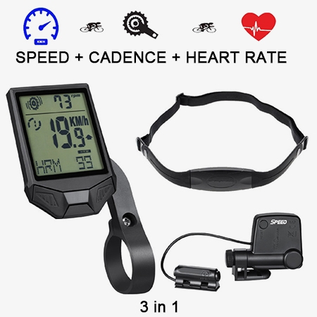 3-in-1 wireless bike computer real-time monitoring