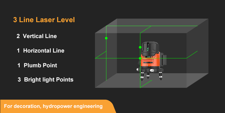 3-line green laser level diagram