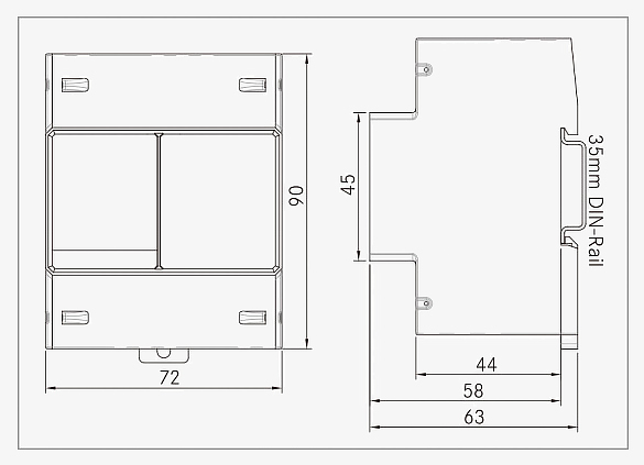 3-phase digital energy meter dimension