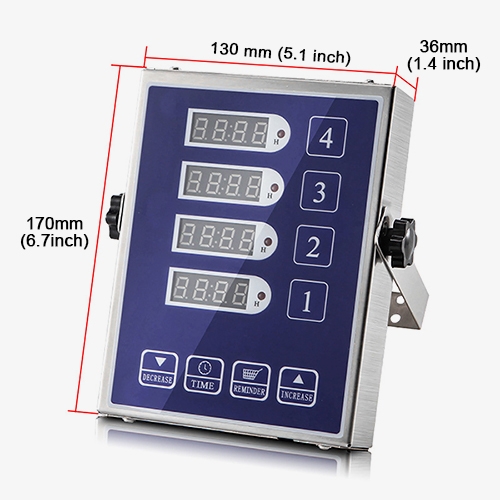 4 channel commercial digital kitchen timer dimension