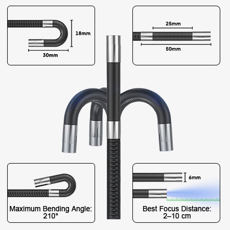 4-Way articulating borescope tungsten-braided cable