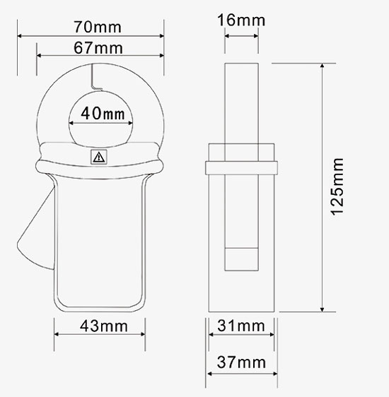 40A AC clamp current transformer dimension