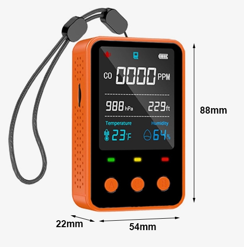 5 in 1 mini CO detector dimension