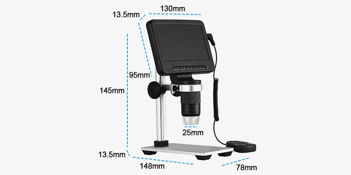 5-inch WiFi digital microscope dimensions