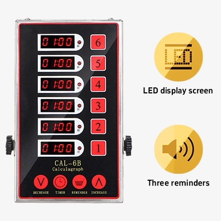 6 channel commercial digital kitchen timer alarm and display