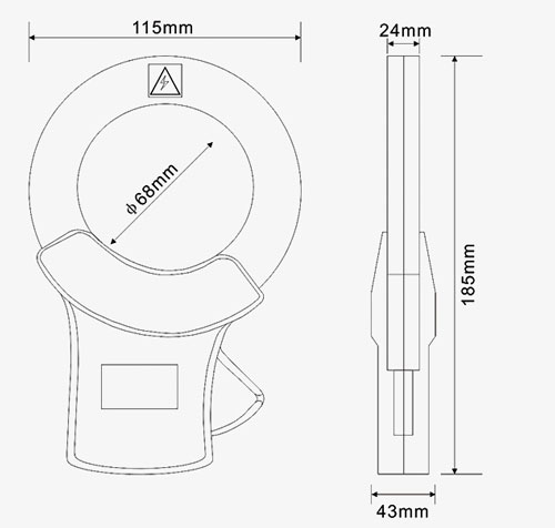 60A AC clamp current transformer dimension