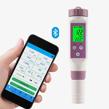 7 in 1 digital water quality tester with bluetooth connectivity