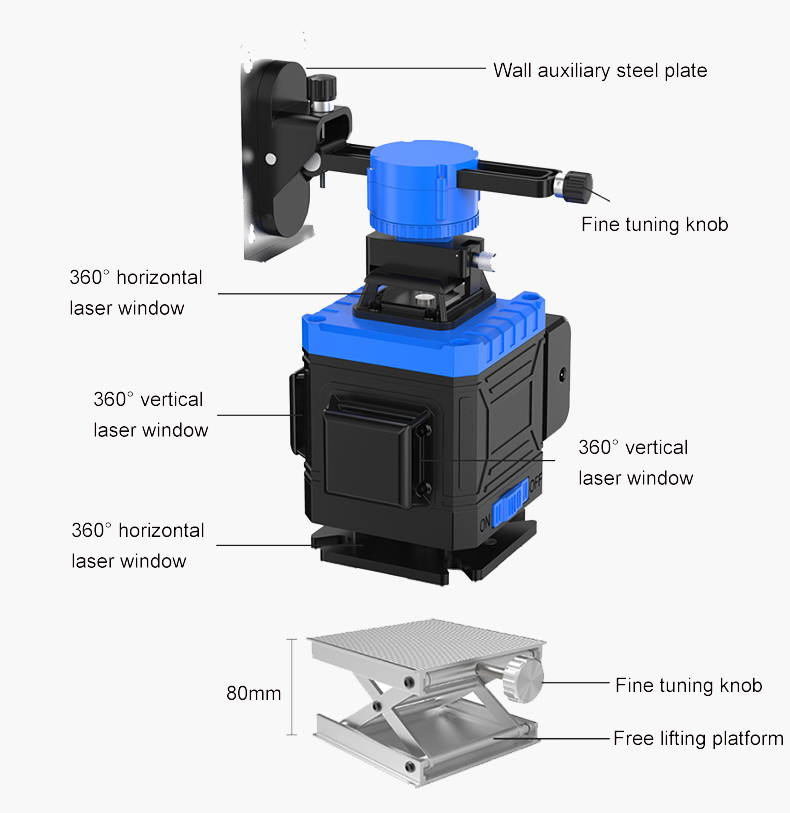 8 line laser level detail