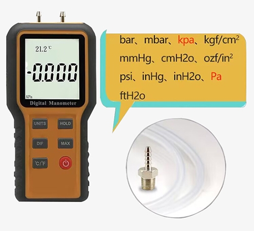 Digital manometer selectable unit details