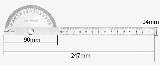 90x200mm angle protractor dimensions