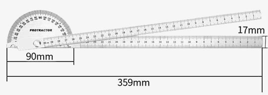 90x300mm angle protractor dimension