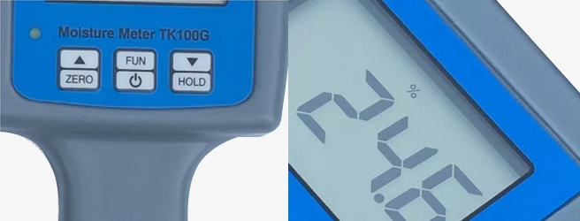 Digital moisture meter LCD detail