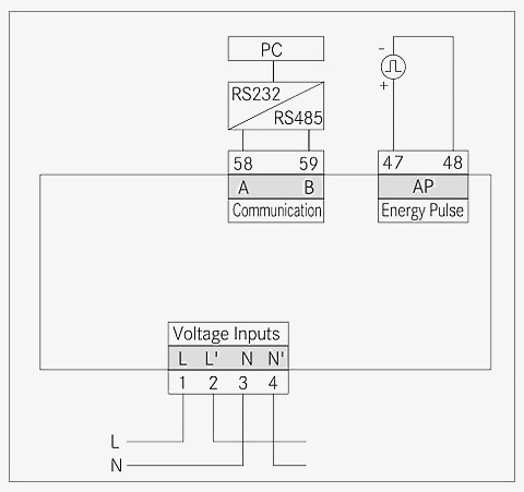 Single phase din rail energy meter wiring