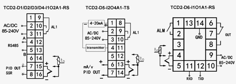 PID temperature controller with RS485 transmitter wiring diagram