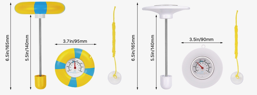 Analog floating pool thermometer dimension