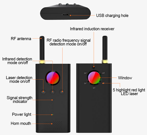 Anti spy hidden camera detector detail