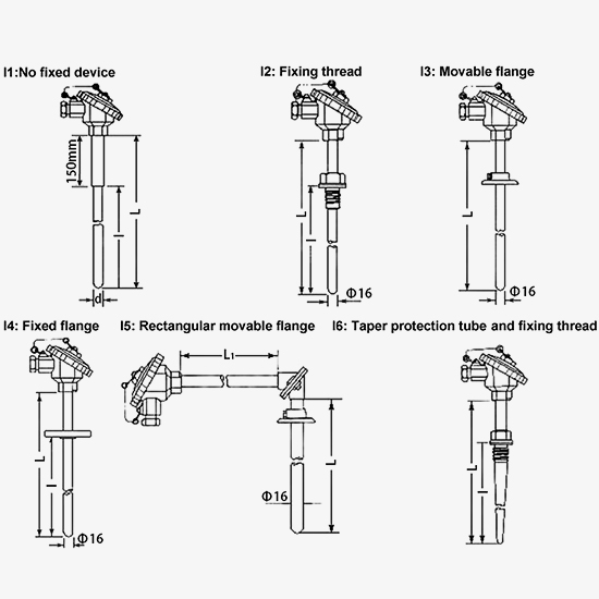 B type thermowell installation diagram