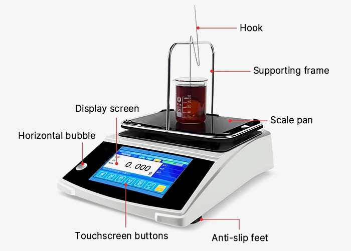 Benchtop touchscreen liquid density meter structure