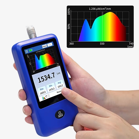 Bluetooth spectral illuminance meter equipped with touchscreen