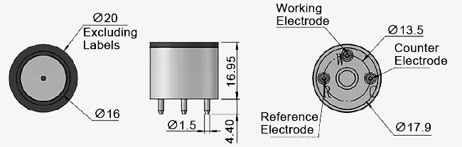 CH3SH gas sensor dimension