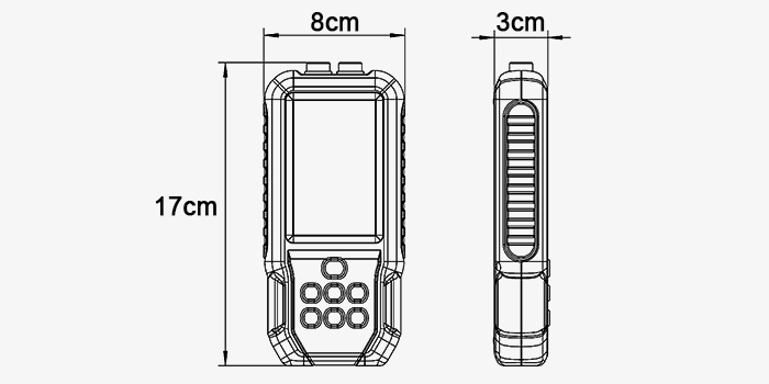 Chlorophyll-a and cyanobacteria water quality tester dimensions