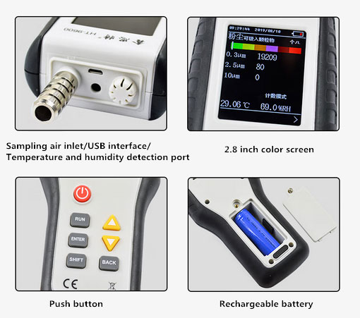 Cleanroom particle counter detail